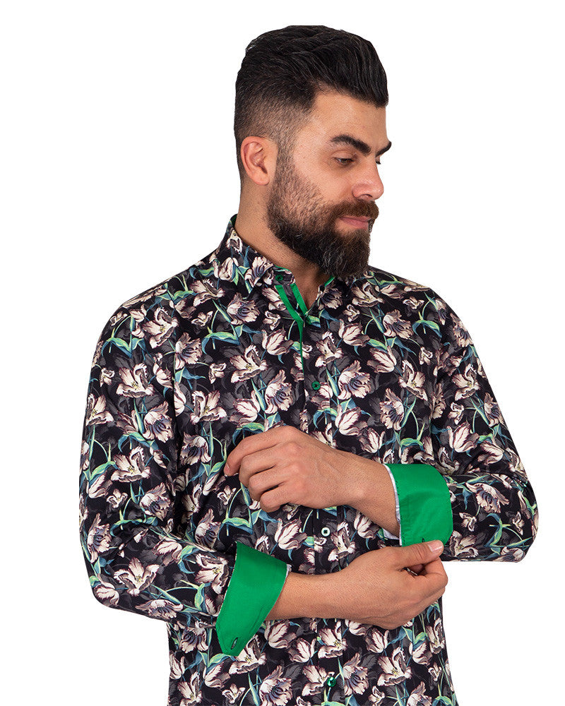 Floral Jasmine Print Pure Cotton Shirt-Makrom