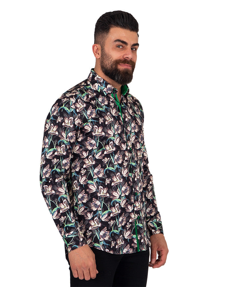 Floral Jasmine Print Pure Cotton Shirt-Makrom