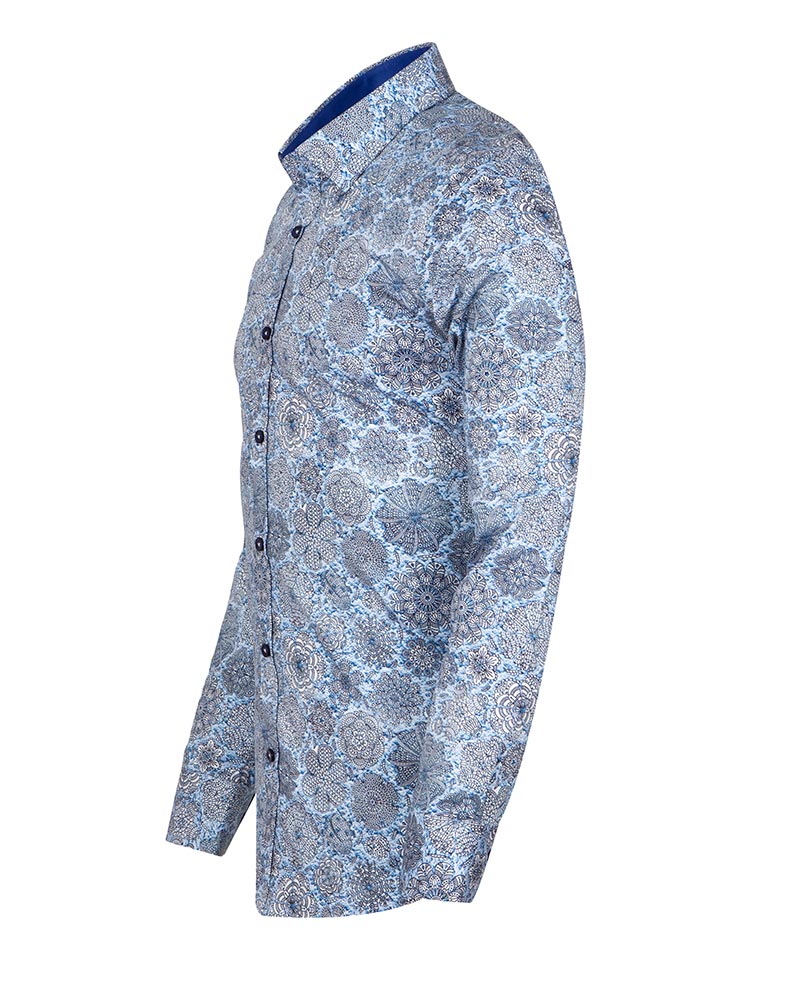 Floral Mosaic Print Shirt with Matching Handkerchief-Makrom