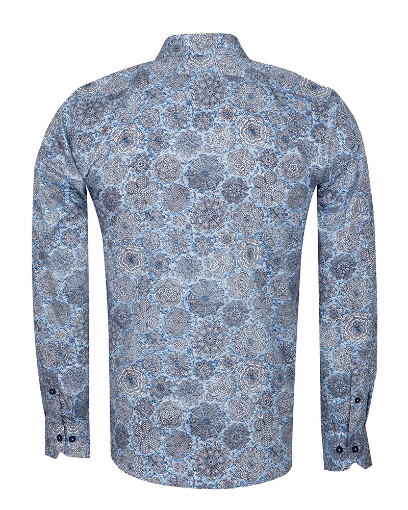 Floral Mosaic Print Shirt with Matching Handkerchief-Makrom