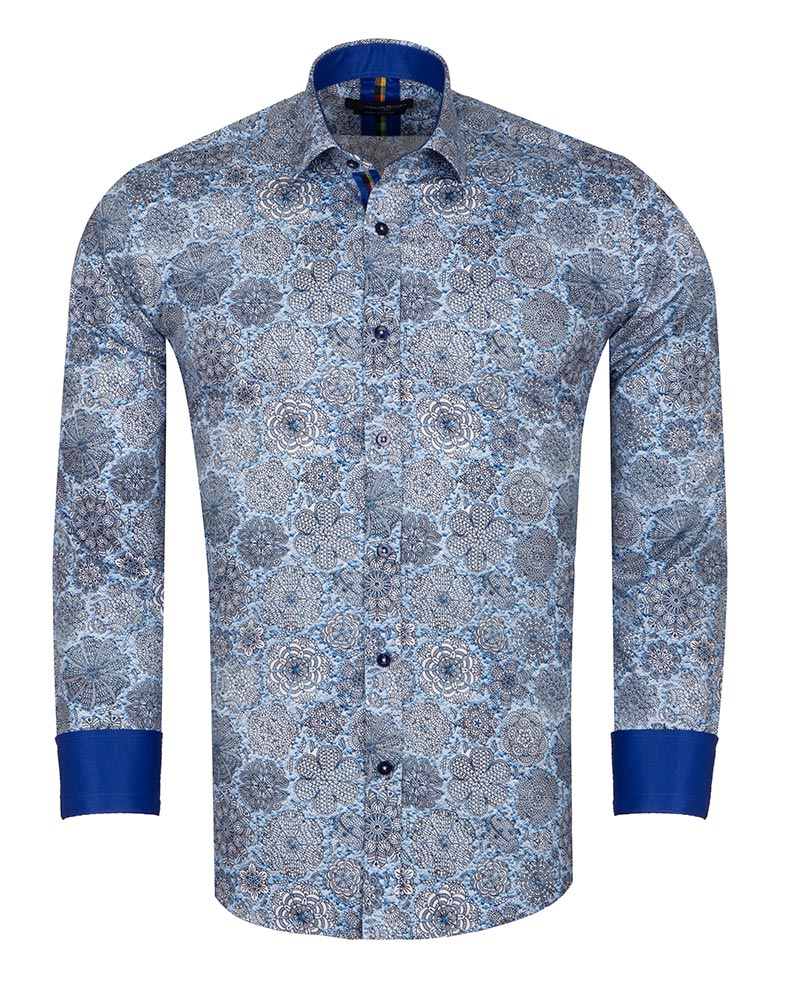 Floral Mosaic Print Shirt with Matching Handkerchief-Makrom