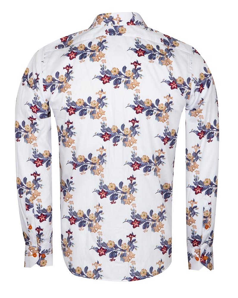 Floral Print Men's Shirt with Matching Handkerchief-Makrom
