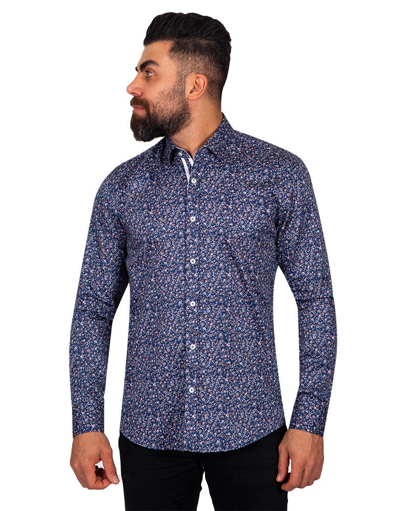 Floral Vine Pure Cotton Print Shirt-Makrom