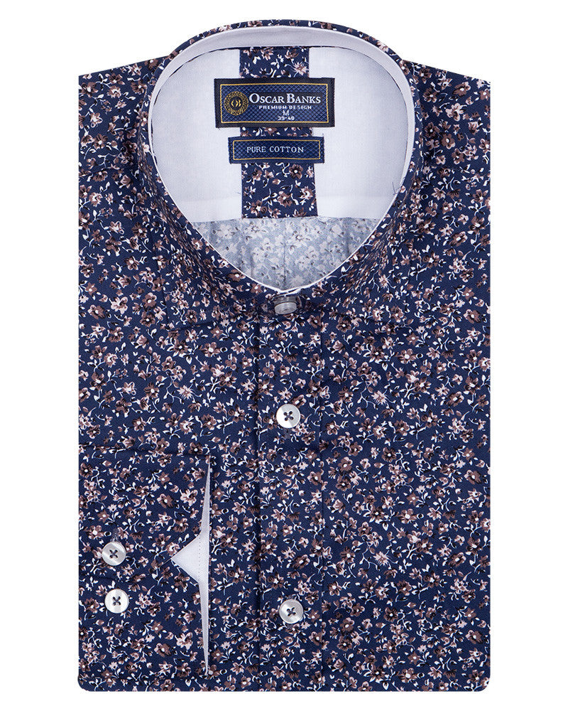 Floral Vine Pure Cotton Print Shirt-Makrom