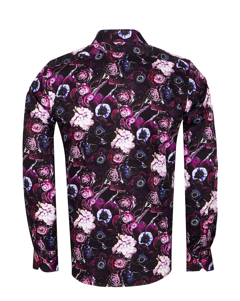 Flower Printed Pure Cotton Shirt with Matching Handkerchief-Makrom