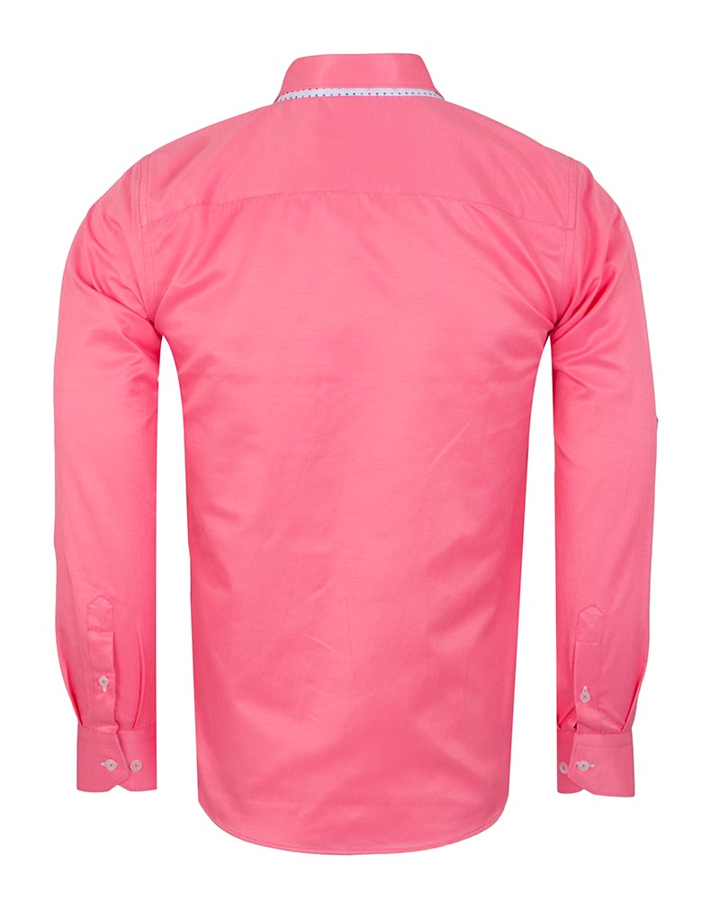 Fuchsia Double Collar Dotted Print Shirt-Makrom