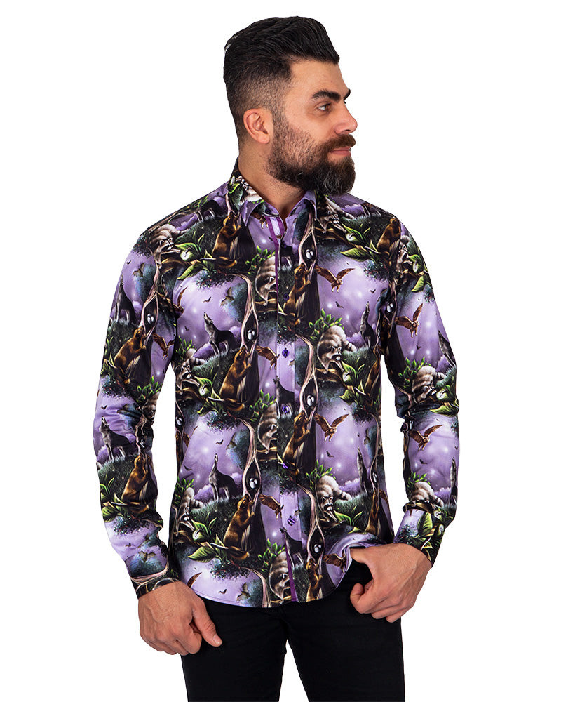 Full Moon Animal Print Pure Cotton Shirt-Makrom