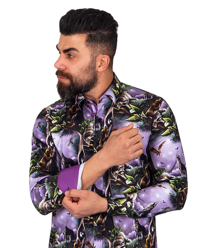 Full Moon Animal Print Pure Cotton Shirt-Makrom