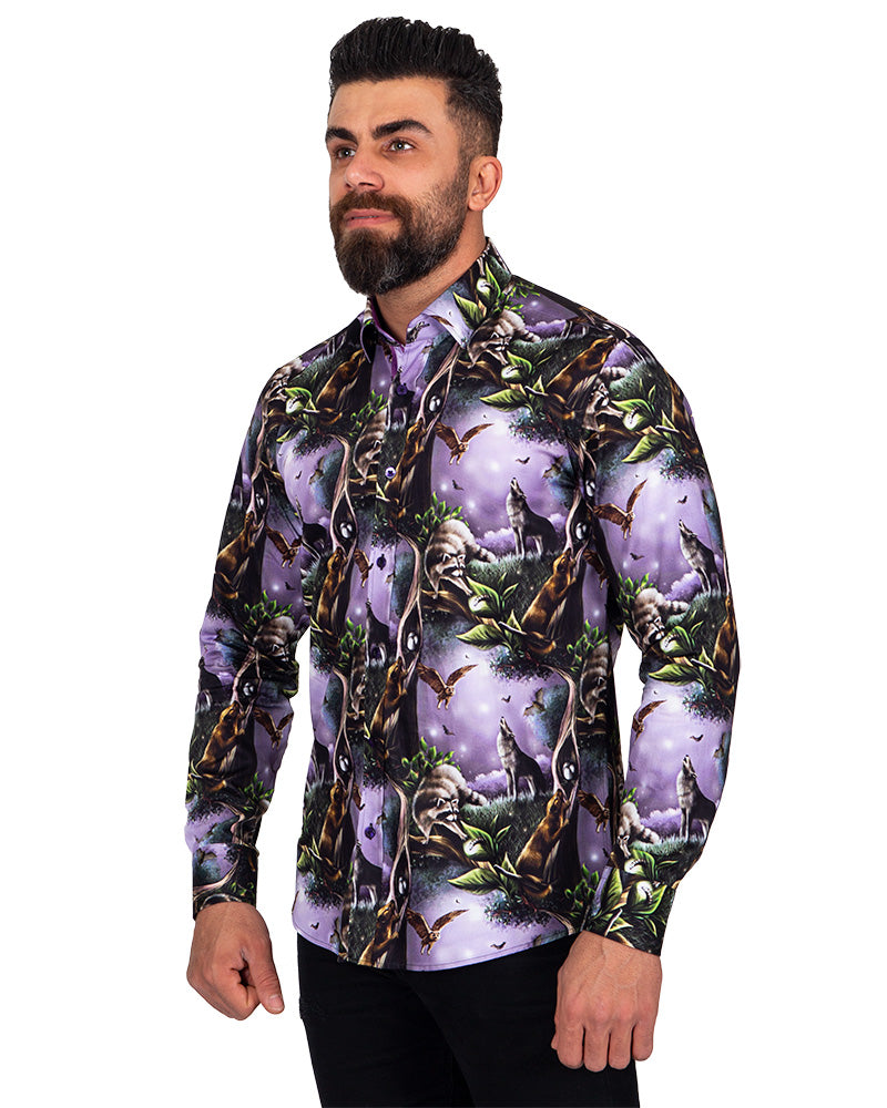 Full Moon Animal Print Pure Cotton Shirt-Makrom