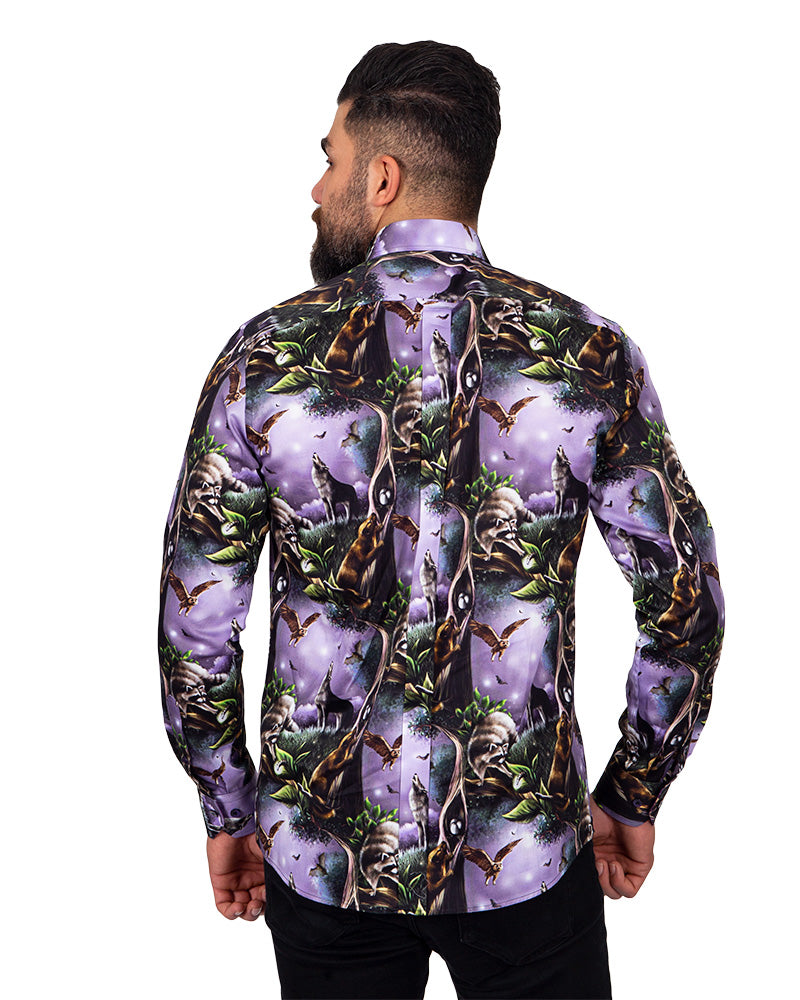 Full Moon Animal Print Pure Cotton Shirt-Makrom
