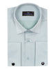 Green Casual Twill Double Cuff Long Sleeve Shirt-Makrom
