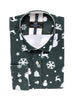 Green Flora Christmas Snowflake Snowman Print Men's Shirt-Makrom