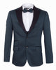 Green Flora Contrasting Lapel Blazer & Waistcoat-Makrom
