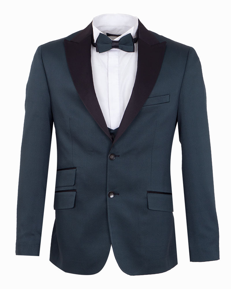 Green Flora Contrasting Lapel Blazer & Waistcoat-Makrom