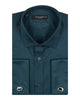 Green Flora Plain Double Cuff Shirt-Makrom