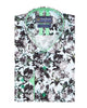 Green Floral Print Men's Shirt with Matching Handkerchief-Makrom