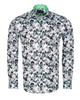 Green Floral Print Men's Shirt with Matching Handkerchief-Makrom