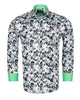 Green Floral Print Men's Shirt with Matching Handkerchief-Makrom