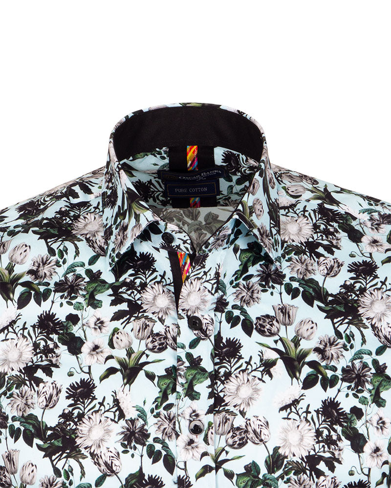 Green Flower Print with Matching Handkerchief-Makrom