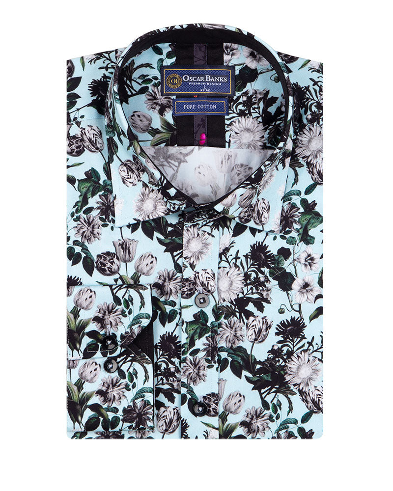 Green Flower Print with Matching Handkerchief-Makrom