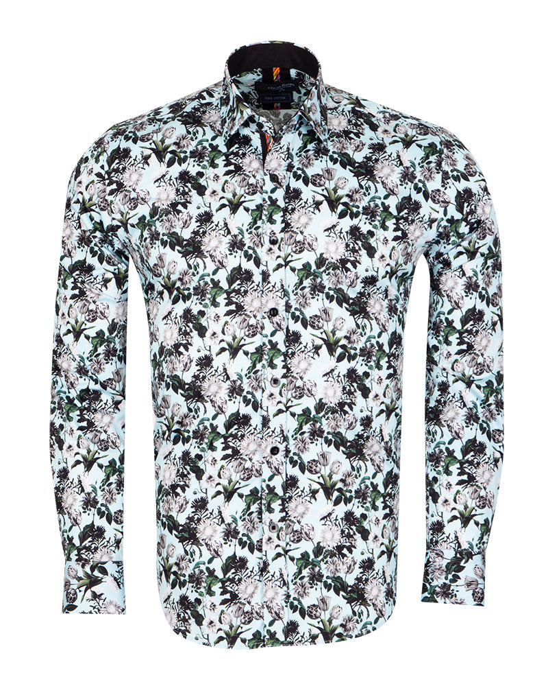 Green Flower Print with Matching Handkerchief-Makrom