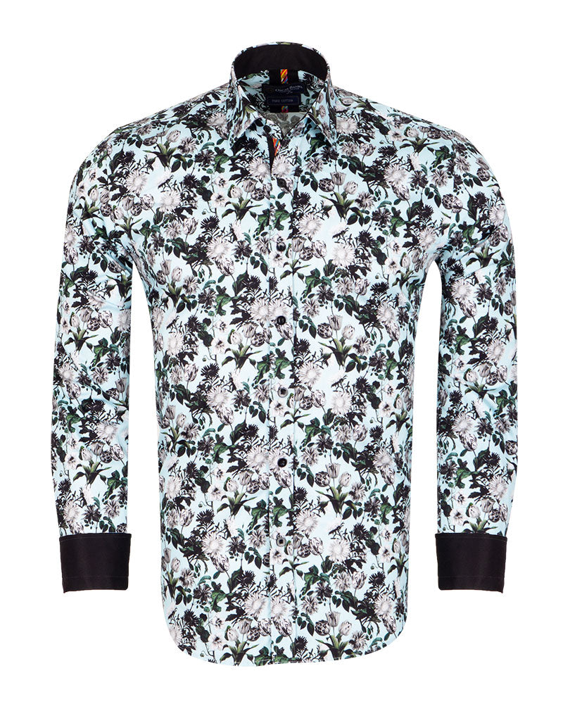 Green Flower Print with Matching Handkerchief-Makrom