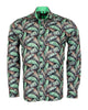 Green Tropical Leaf Print Shirt-Makrom