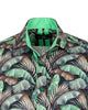 Green Tropical Leaf Print Shirt-Makrom