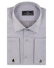 Grey Casual Twill Double Cuff Long Sleeve Shirt-Makrom