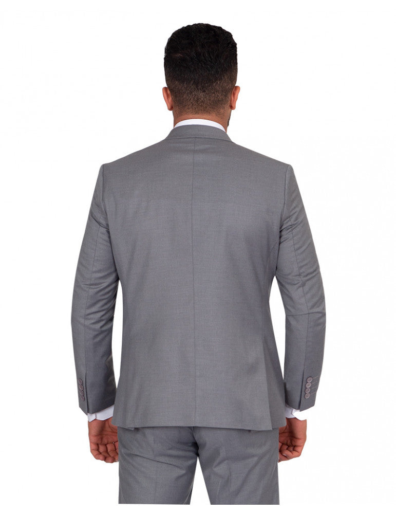 Grey Classic Plain 3 Piece Men's Suit-Makrom
