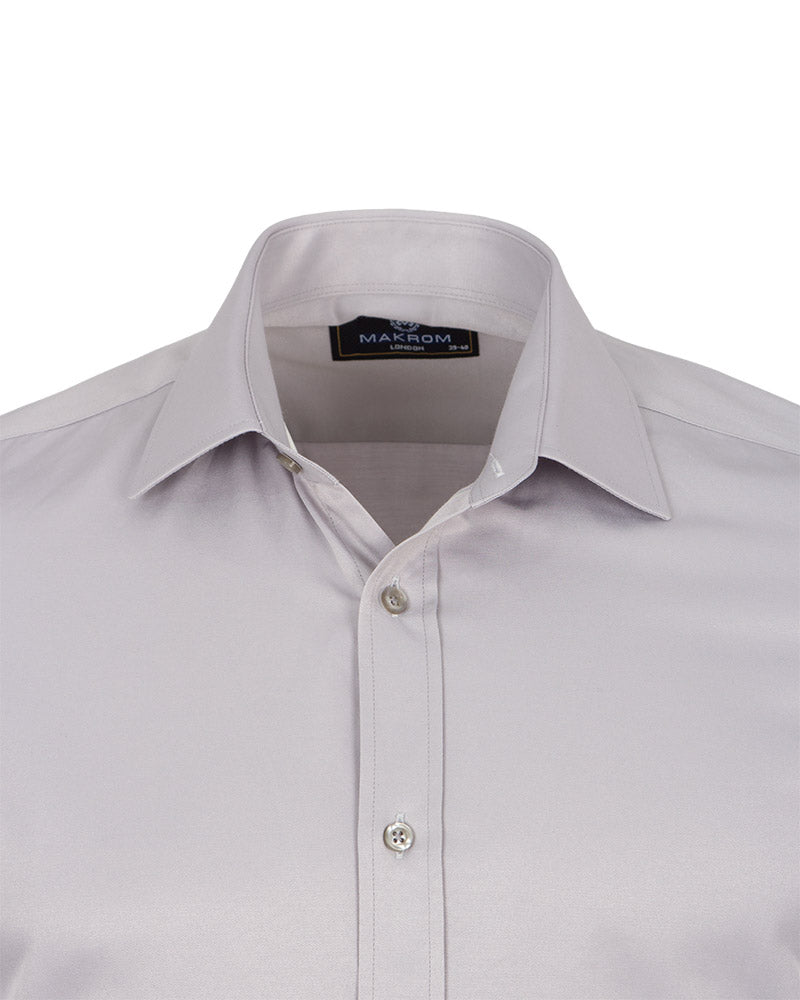 Grey Plain Double Cuff Shirt-Makrom