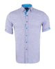 Grey Plain Linen Short Sleeve Shirt-Makrom