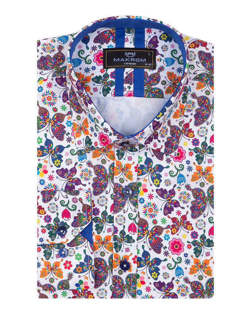 Hippy Butterfly Design Men's Shirt-Makrom