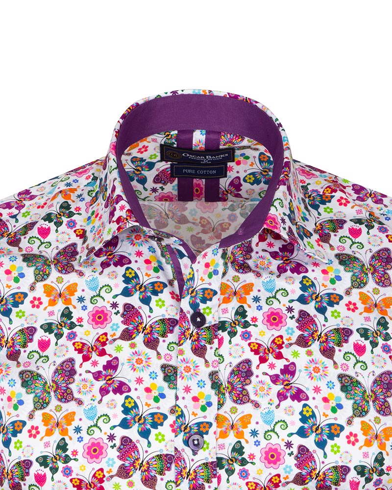 Hippy Butterfly Print Shirt with Matching Handkerchief-Makrom