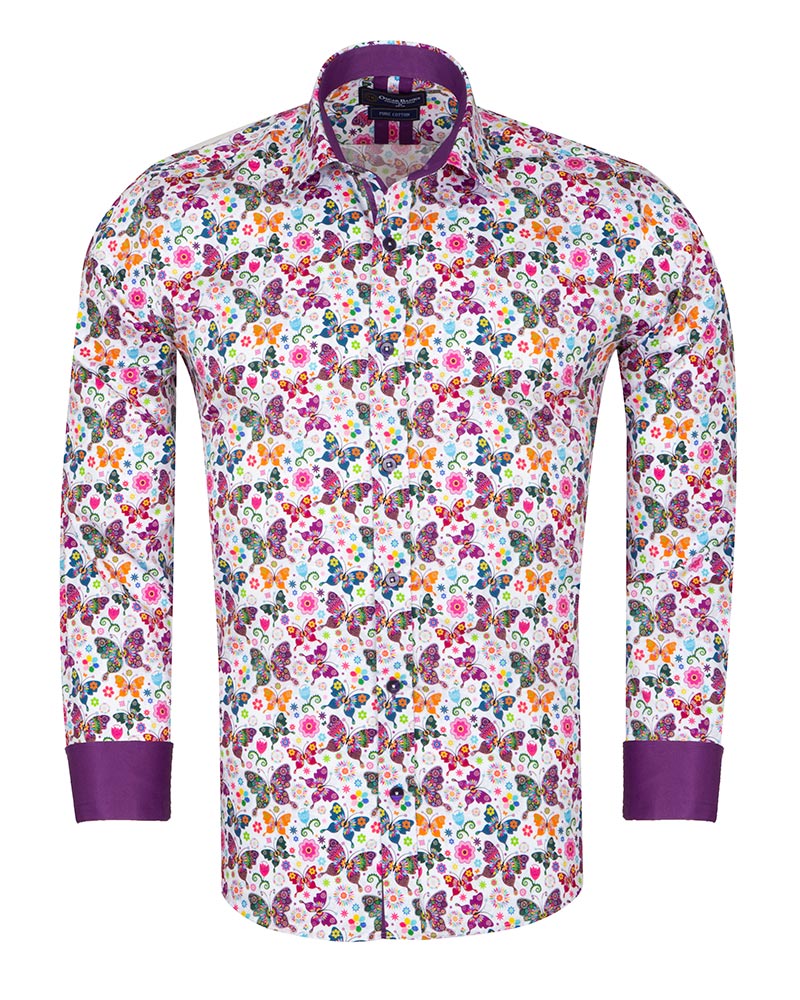 Hippy Butterfly Print Shirt with Matching Handkerchief-Makrom