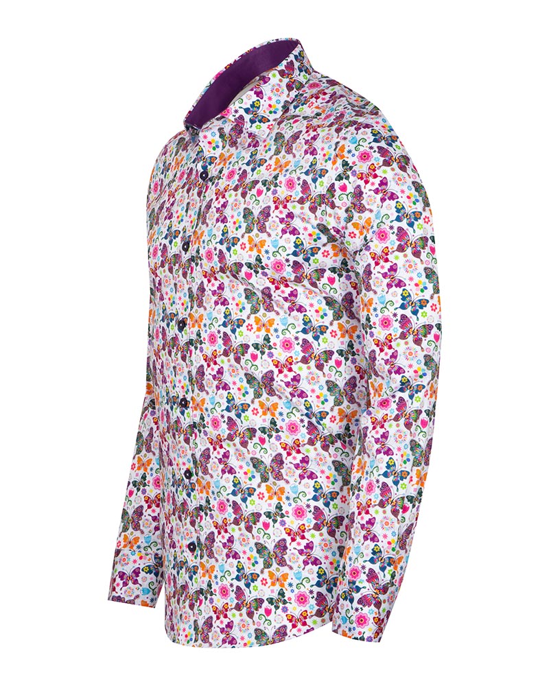 Hippy Butterfly Print Shirt with Matching Handkerchief-Makrom