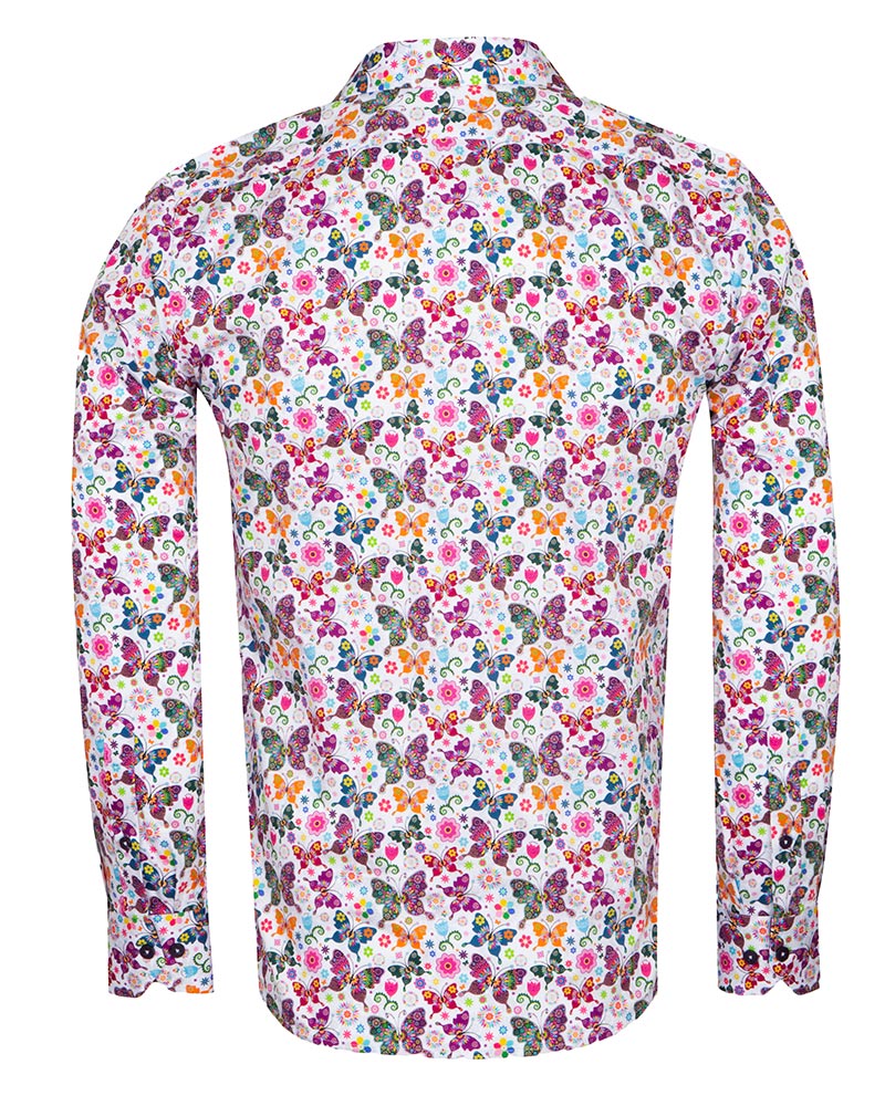 Hippy Butterfly Print Shirt with Matching Handkerchief-Makrom