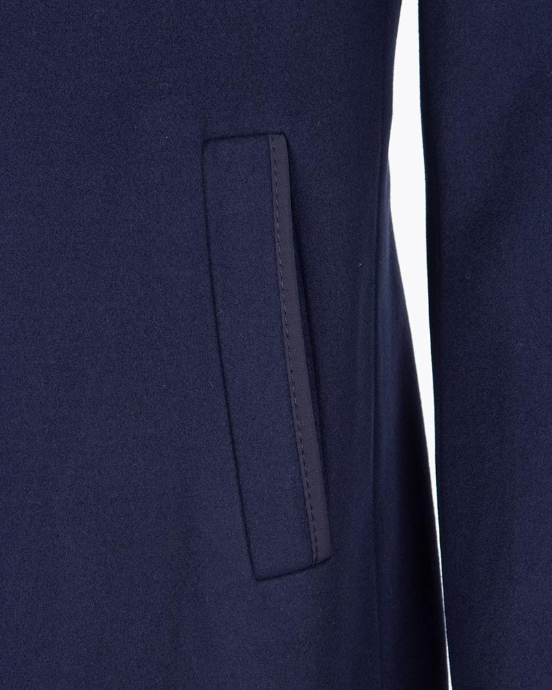 Navy Plain Design Men's Overcoat