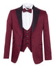 Burgundy Contrasting Lapel Blazer & Waistcoat