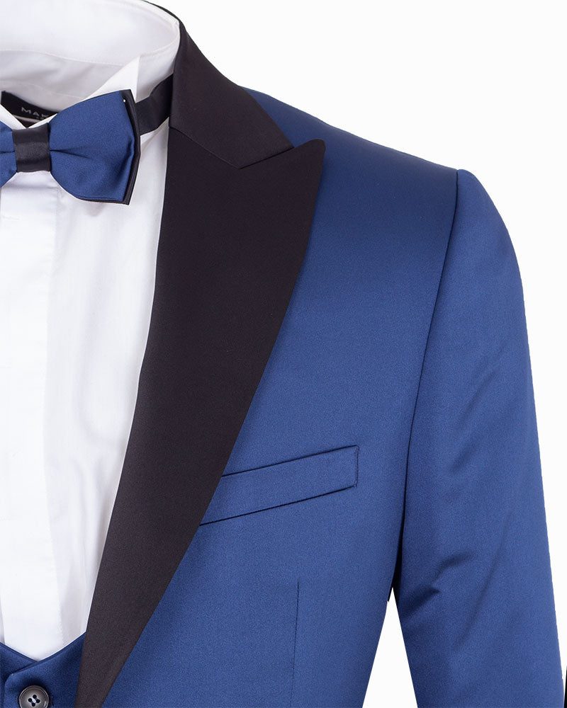 Royal Blue Contrasting Lapel Blazer & Waistcoat