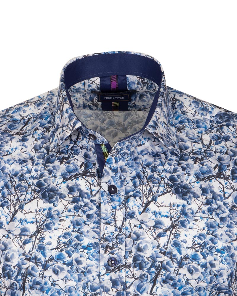 Jasmine Flower Print Shirt with Matching Handkerchief-Makrom