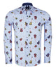 Light Blue Guitar Print Shirt with Matching Handkerchief-Makrom