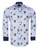 Light Blue Guitar Print Shirt with Matching Handkerchief-Makrom
