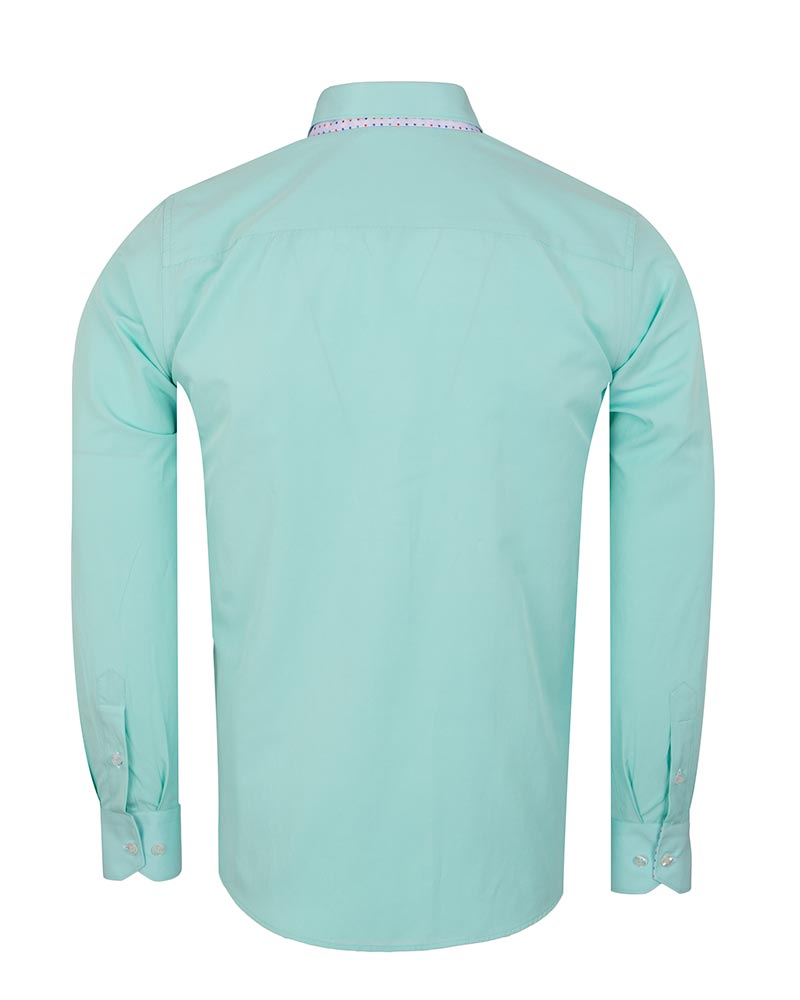 Light Green Double Collar Dotted Print Shirt-Makrom