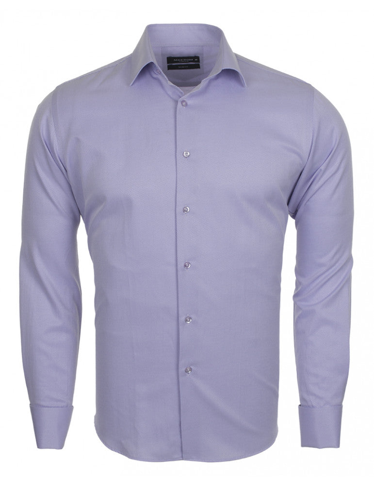 Lilac Casual Twill Double Cuff Long Sleeve Shirt-Makrom