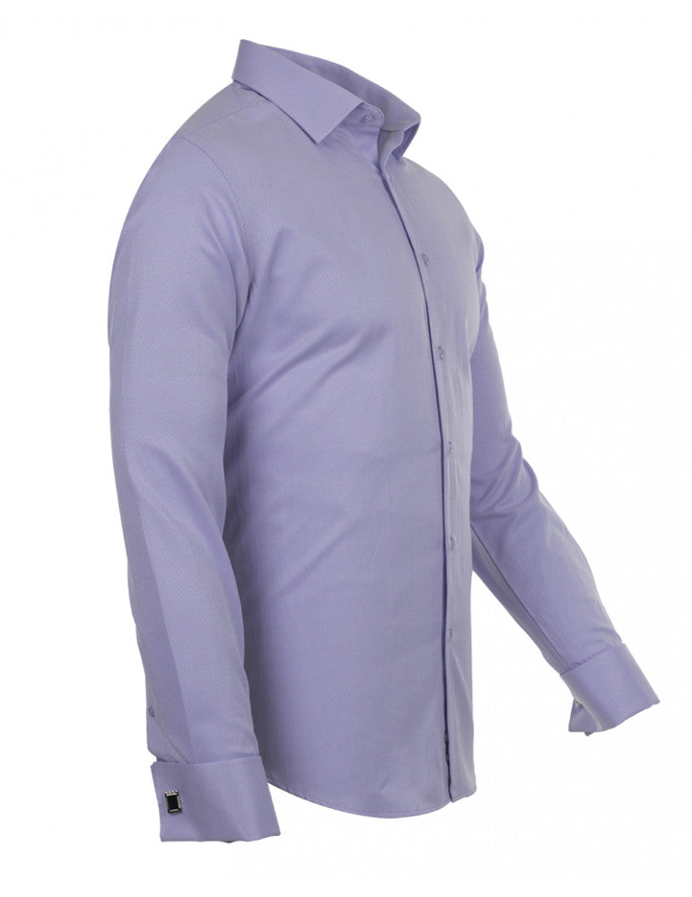 Lilac Casual Twill Double Cuff Long Sleeve Shirt-Makrom