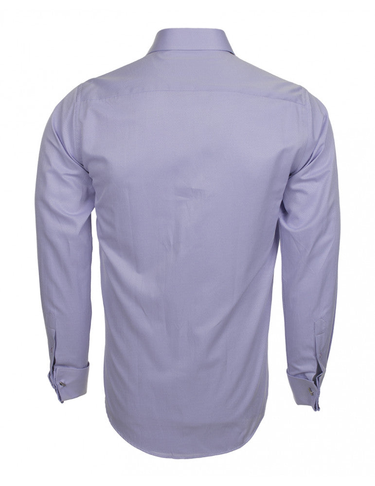Lilac Casual Twill Double Cuff Long Sleeve Shirt-Makrom