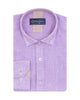 Lilac Plain Linen Long Sleeve Shirt-Makrom