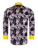 Lily Print Pure Cotton Men's Shirt with Matching Handkerchief-Makrom