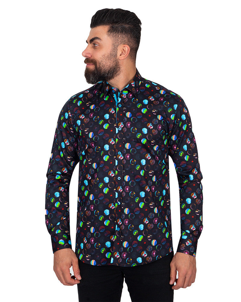Marble Ball Print Pure Cotton Shirt-Makrom